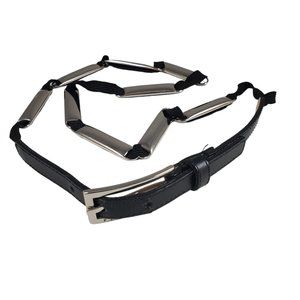 Perry Ellis Skinny Stretch Concho Belt Womens M/L Silver-Tone Sleek Slim